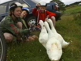 Jon Burgess, Nick Green and Matthew Muir feed the friendly - but greedy - Applecross ducks